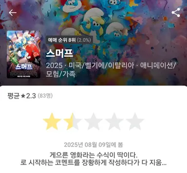 영화 스머프
이 영화는 성공한 것 같다
