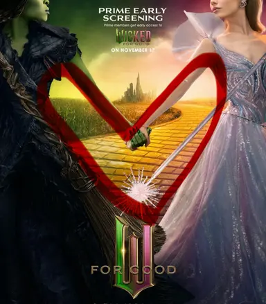 위키드 포 굿 이거 사랑얘기 맞잖아
포스터도 하트 모양으로 걍 떠먹여주고 둘이 서로 사랑한다고 하는데
이거 사랑 맞다고
엘파바 글린다 너네 둘이 사랑 맞다고.